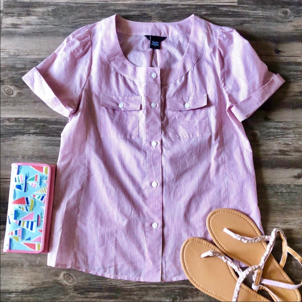 Mods International Striped Pink Top size Small